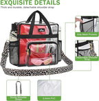 MAY TREE Clear Bag for Stadium Events, 12x6x12 Clear Tote Bag with Removable Strap, Transparent Bag for Concert Sports Gym, Leopard-Strap