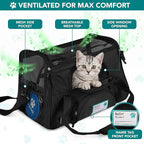 PetAmi Airline Approved Pet Carrier for Cats & Small Dogs, Soft Sided TSA Travel Carrier Bag with Sherpa Bed, Breathable Mesh Ventilation, Collapsible Bowl, Fits Under Seat, Up to 18 lbs, Small Black