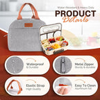 Bento Lunch Box Set Bento Box, 4-Compartment Lunch Containers,High Capacity Lunch Tote Bags for Work, Travel, Outdoor (Grey)