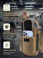Magnetic Gym Tote Bag Holder for 18-40 oz Water Bottle,Neoprene Pouch with Phone Pocket,Men Women Workout Accessories