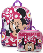 Fast Forward Disney Minnie Mouse Girls Backpack and Lunch Box Set - 2 Piece 15 Inch School Backpack With Detachable Lunch Bag, Size One Size, Minnie Mouse Pink/Purple