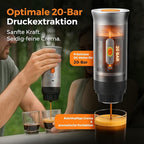 Portable Espresso Machine, 3-in-1 Travel Coffee Maker with Self-Heating, Battery Operated 20Bar Wireless Portable Espresso Maker Compatible with Ground Coffee & Capsule for Camping, Car, Office