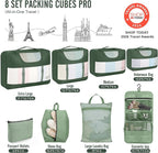 Veken 8 Set Packing Cubes for Travel Essentials, Suitcase Organizer Bags in 4 Sizes, Carry-On Luggage Accessories with Large Laundry & Hanging Toiletry Bag, Must-Have for Airplane, Road Trip & Camping