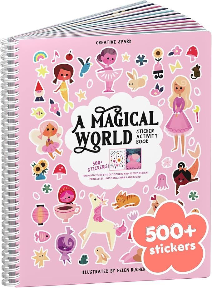 A Magical World 500+ Sticker Book for Girls by Cupkin Toddler Airplane Activity Coloring + Sticker Book, Road Trip Essentials, 12 Coloring Pages + Scenes for Ages 2–8 Years