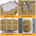 RAINSMORE 3 in 1 Gym Bag for Men, 45L Large Sports Duffle Bag with Shoe Compartment and Wet Pocket, Water-Resistant Tactical Backpack Carry On for Travel, Workout & Military Gear, Khaki