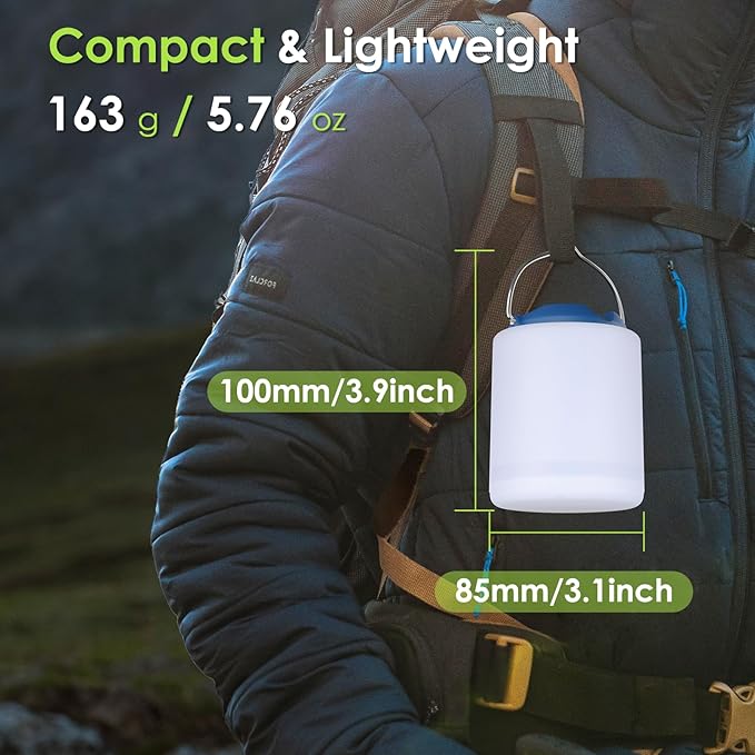 BOBKID LED Camping Lantern, Rechargeable Camping Light, 4 Modes Outdoor Flashlights Lanterns with 1000LM, Water Resistant Portable Emergency Camp Light for Hurricane Hiking Survival Kits - Blue