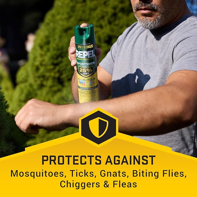 Repel Insect Repellent Sportsmen Formula 25% DEET, 8.125 Ounces, Bonus Aerosol with 25% DEET to Repel Mosquitoes, Ticks, Gnats, Biting Flies, Chiggers and Fleas for Long-Lasting Protection