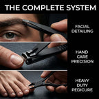 Earth & I Precision-Forged Stainless Steel Manicure Set - 16pc Satin Black Finish Nail Clippers for Thick Nails - TSA Compliant Travel Grooming System - Pedicure & Facial Care Kit - Gift Box