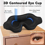 Sleep Eye Mask for Men Women, Weighted Sleeping Mask for Side Sleeper, Travel Blackout Night Blindfold Eye Shade Cover with Adjustable Strap (4.6 oz) (Obsidian)