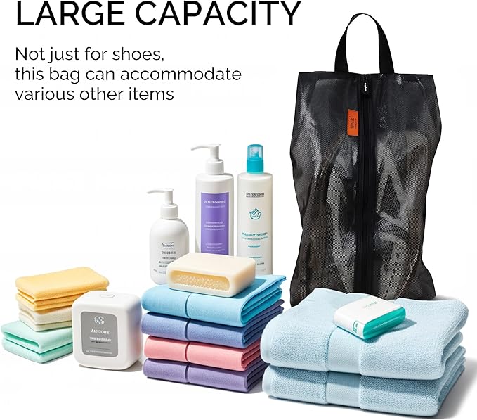 YOUNGTIME Shoe Bags for Travel,Water Resistant Shoe Storage Organizer for Packing,Travel Shoe Bag with Zipper for Women and Men(Black)