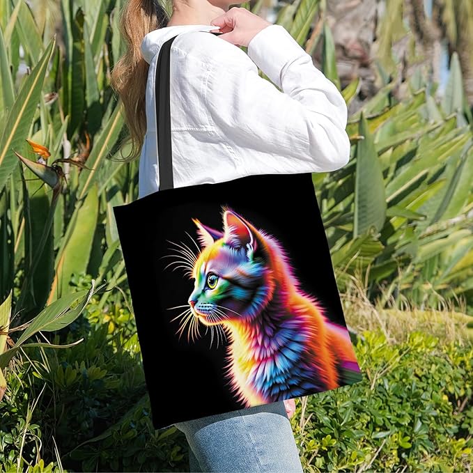 ANNA QUEEN Cat Tote Bag Shoulder Bag Handle Bag for Gym Yoga Picnic Beach Kitchen Reusable