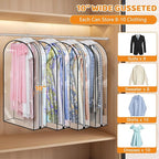 Dntorx 4 Pack Clear Garment Bags with Side Zipper, 60" Clothes Covers with 10" Gusset, Transparent Hanging Suit & Coat Covers for Closet Storage, Jackets, Dresses, Windbreakers