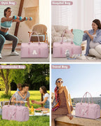 Women Weekender Travel Duffle Bag: Initial Duffel Overnight Bags with Shoe Compartment Large Carry on Tote with Toiletry Bag Weekend Traveling Yoga Gym Hospital Bag for Women with Wet Pocket Letter A