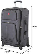 SWISSGEAR Sion Softside Expandable Spinner Luggage Durable Lightweight Travel Suitcase, Dark Grey, Checked-Medium 25-Inch