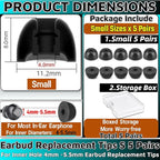 Memory Foam Earbud Tips，Replacement Earbud Tips Ear Bud Replacement Tip Memory Foam Ear Tips IEM Ear Tips Earbud Replacement Tips for 4.0mm Connect Hole Most in-Ear Headphones (S Total 5 Pairs)