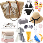 Trifabricy Beach Bags for Women, Summer Straw Bag, Woven Straw Beach Tote Bag Shoulder Handbags