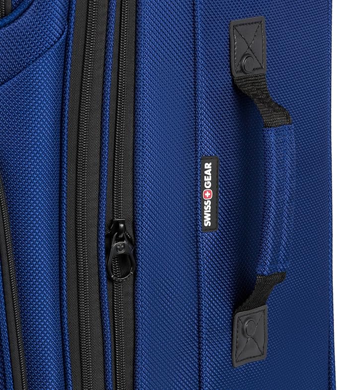 SWISSGEAR Sion Softside Expandable Spinner Luggage Durable Lightweight Travel Suitcase, Blue, 3-Piece Set (21/25/29)
