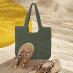 GOLDTIMO Beach Bags for Women - Summer Soft Large Woven Shoulder Purse Handbag, Beach Tote Straw Bag for Summer Vacation
