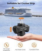 SURAIELEC Outdoor 3 Way Plug Adapter, Multi Plug Outlet Waterproof, 1 to 3 Power Splitter, Electrical 15A Multiple Plug Extender with Cover for Outside Garden Garage Cruise, Black, ETL Listed, 3 Pack