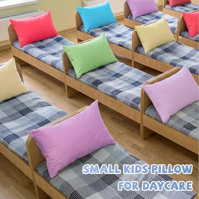 Kigley 6 Pack Mini Pillows for Daycare 9.1 x 13.8'' Small Travel Soft Breathable Cotton Pillow for Kids School Nap Travel Pet Neck Lumbar Purse Insert (Macaron Colors)
