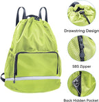 Swim Beach Sports Drawstring Backpack - Gym Bag with Shoes Compartment and Waterproof Pocket for Gym Accessories, Swim Essentials - Kids Mens Beach Workout Bag