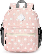 STEAMEDBUN Corduroy Toddler Backpack for Girls Boys 2-4, Kids Preschool Backpack for Kindergarten - Polka Dot