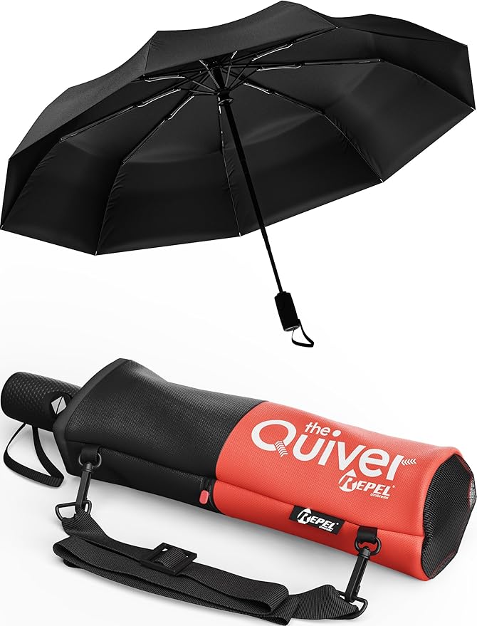 Repel Windproof Travel Umbrella - Compact & Withstands Winds up to 100MPH , Strongest Premium Auto Folding Umbrella for Rain and Sun - Durable, Light & Portable for Women & Men , Fits Backpack & Cars