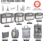 Veken 8 Set Packing Cubes for Travel Essentials, Suitcase Organizer Bags in 4 Sizes, Carry-On Luggage Accessories with Large Laundry & Hanging Toiletry Bag, Must-Have for Airplane, Road Trip & Camping