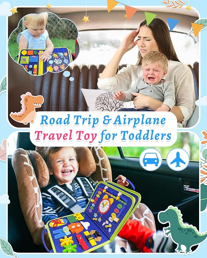 Exorany Busy Board Montessori Toys for Toddler Boys & Girls Birthday Gifts, Sensory Toys for Toddlers, Educational Travel Preschool Toddler Activities Learning Fine Motor Skills
