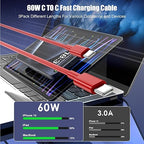 3-Pack Red [3.3FT+6.6FT+10FT] 60W USB C to USB C Cable, Type C Fast Charging Cable for iPhone Air 17 16e 16 15 Pro Plus Pro Max，for Galaxy S25, for iPad Pro/Air/mini, for MacBook Pro/Air and More