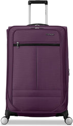 Samsonite Soft-Sided 25-Inch Lightweight Medium Checked Expandable Element Suitcase: Durable, 360° Spinner Wheels, Adjustable Telescopic Handle, 2 Front & 1 Side Pocket- Purple
