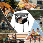 Folding Camping Table - Small Outdoor Table with Storage Bag - Adjustable Height 17.7'' & 24'', Portable Lightweight Aluminum Foldable Side Table for Picnic, BBQ, Beach & Tailgating(Large)