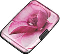 ELFISH Mini RFID Aluminum Wallet Credit Cards Holder Business Card Case Metal ID Case for Men Women(Pink Magnolia)
