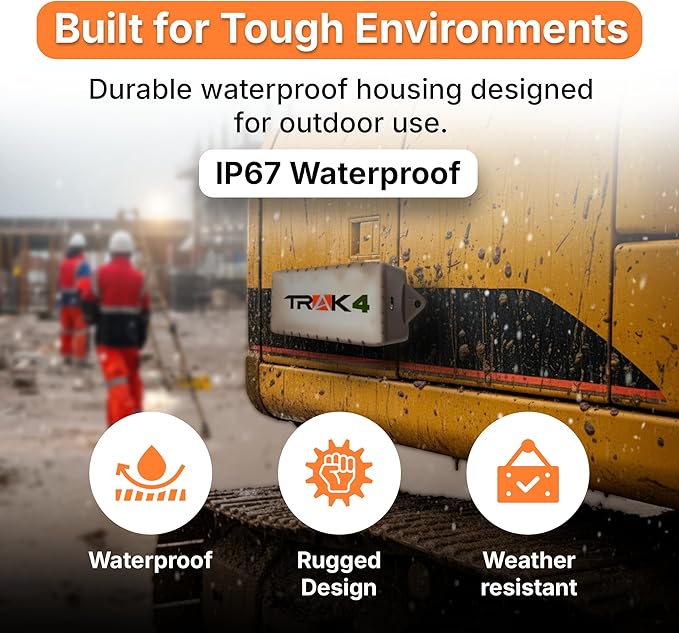 Trak-4 GPS Tracker for Vehicles, Assets, Equipment. Long Battery Life, Waterproof, Global Tracking. Low-Cost Subscription Required.