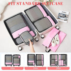 BAGAIL 4 Set/6 Set/8 Set Compression Packing Cubes Travel Accessories Expandable Packing Organizers (Half Mesh, 6-Pink)