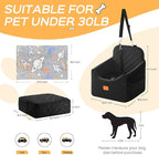HiPetpy Dog Car Seat 6" Elevated Memory Foam Booster Seat for Small Medium Dogs Under 35 lbs with Pet Blanket, Washable Pet Car Seat with Safety Leash, Anti-Slip Base and Storage Pockets