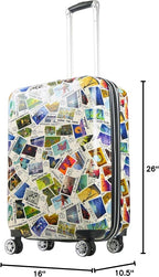 FUL Disney Stamps 26 Inch Rolling Luggage, Hardshell Checked Suitcase with Spinner Wheels, Multi