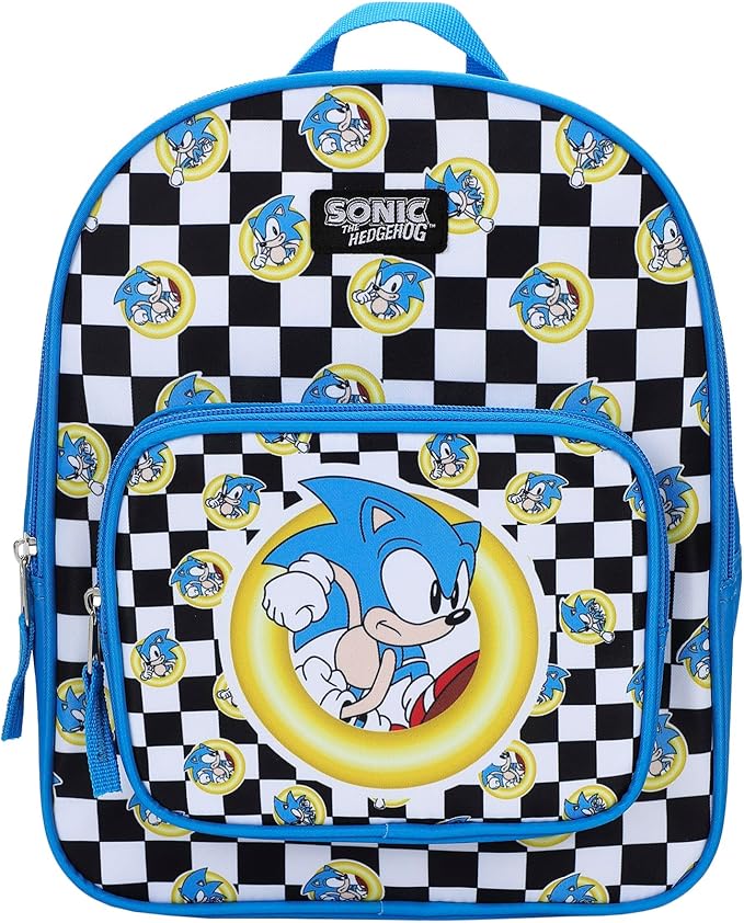 Bioworld Sonic the Hedgehog Kids' 3-Piece Travel Set With Luggage, Backpack, and Neck Pillow