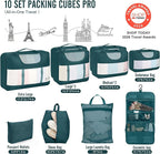 Veken 10 Set Packing Cubes for Travel Essential, Suitcase Organizer Bags in 4 Sizes, Carry-On Luggage Accessories with Large Laundry & Hanging Toiletry Bag, Must-Have for Airplane, Road Trip & Camping