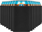 Blank Beer Can Coolers Sleeves (14-Pack) Soft Insulated Beer Can Cooler Sleeves - HTV Friendly Plain Black Can Sleeves for Soda, Beer & Water Bottles - Blanks for Vinyl Projects Wedding Favors & Gifts