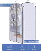 SLEEPING LAMB 60" Gusseted Garment Bags for Closet Storage Clear Dress Bag Hanging Clothes Storage for Long Gowns, Coats, Sweaters, 2 Packs