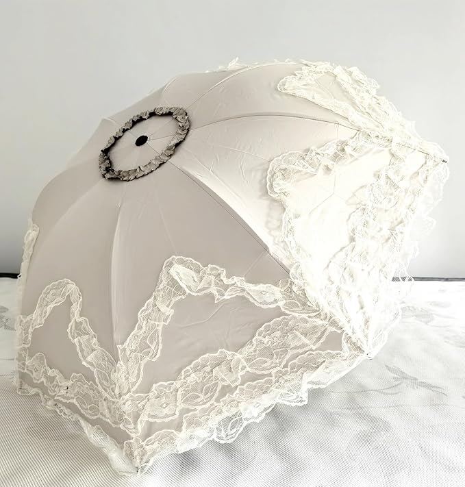 URAWESO Vintage Lace Parasol Gothic Lolita Umbrella UV Sun Protection Witch Cosplay Photoshoot Props Party Decoration