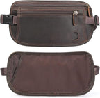 Polare Full Grain Leather Money Belt Hidden Passport Holder Wallet Travel Pouch with AirTag Slot Slim RFID Blocking Undercover Waist Bag