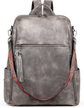 FADEON Leather Laptop Backpack for Women Designer 15.6 inch PU Laptop Bag, Ladies Travel Computer Work Backpack Grey