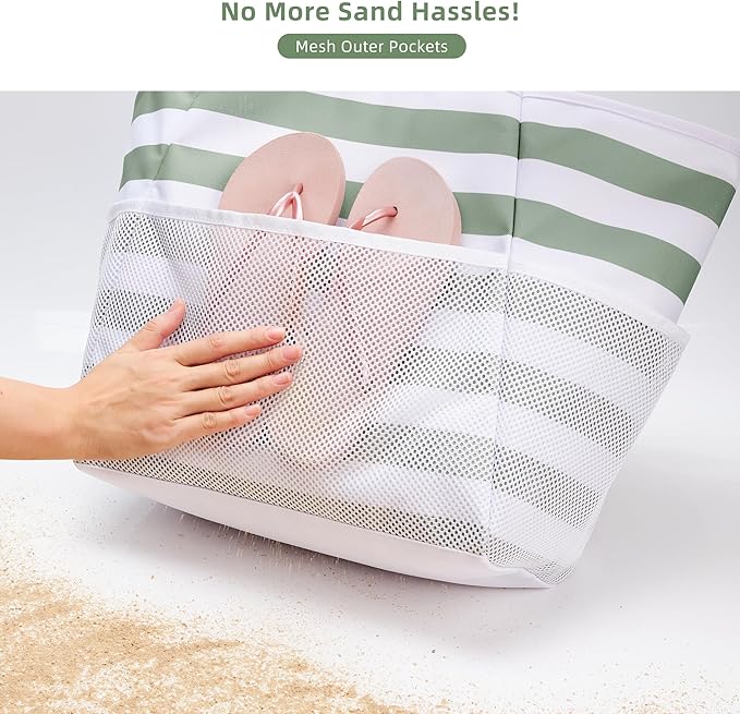 KALIDI Beach Tote Bag Women Large Waterproof Sandproof Shoulder Handbag Packable Grocery Bag Hobo Purse for Picnic Vacation
