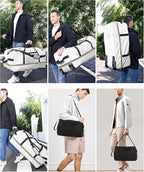 Rolling Duffle Bag with Wheels,110L/140L Expandable Soft-Sided Foldable Duffle Bag with 2 Rubber Wheels,Packable 32” Rolling Carry-On with Multi-Pockets & Compartments (Grey)