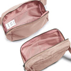ODODOS Unisex Mini Belt Bag with Adjustable Strap Small Fanny Pack for Workout Running Traveling Hiking, Misty Rose