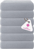CASA COPENHAGEN Wave Textured 6 Pieces Small Bath Towel Set - Grey Voilet, 24" x 48", 550 GSM 6 Bath Towel Rough & Tough Use Cotton Towels Gift Set for Bathroom