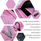 Travel Neck Wallet, RFID Blocking Passport Holder with Adjustable Neck Strap for Men and Women to Keep Cash, Credit Cards and Travel Documents Safe - Pink