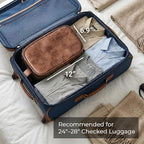 Elviros Toiletry Bag for Men, Large Travel Shaving Dopp Kit Water-resistant Bathroom Toiletries Organizer PU Leather Cosmetic Bags